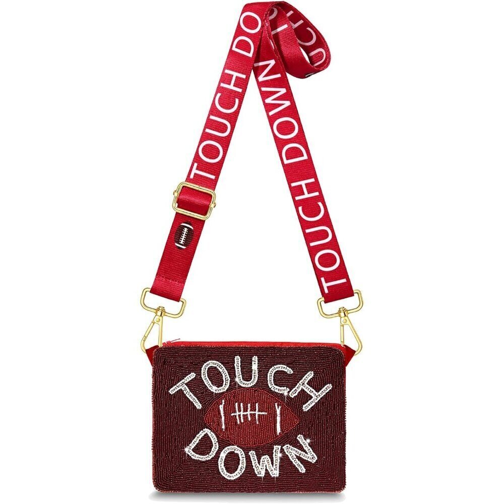 Game Day Beaded Purse Women's Football Crossbody Shoulder Bag Tailgate
